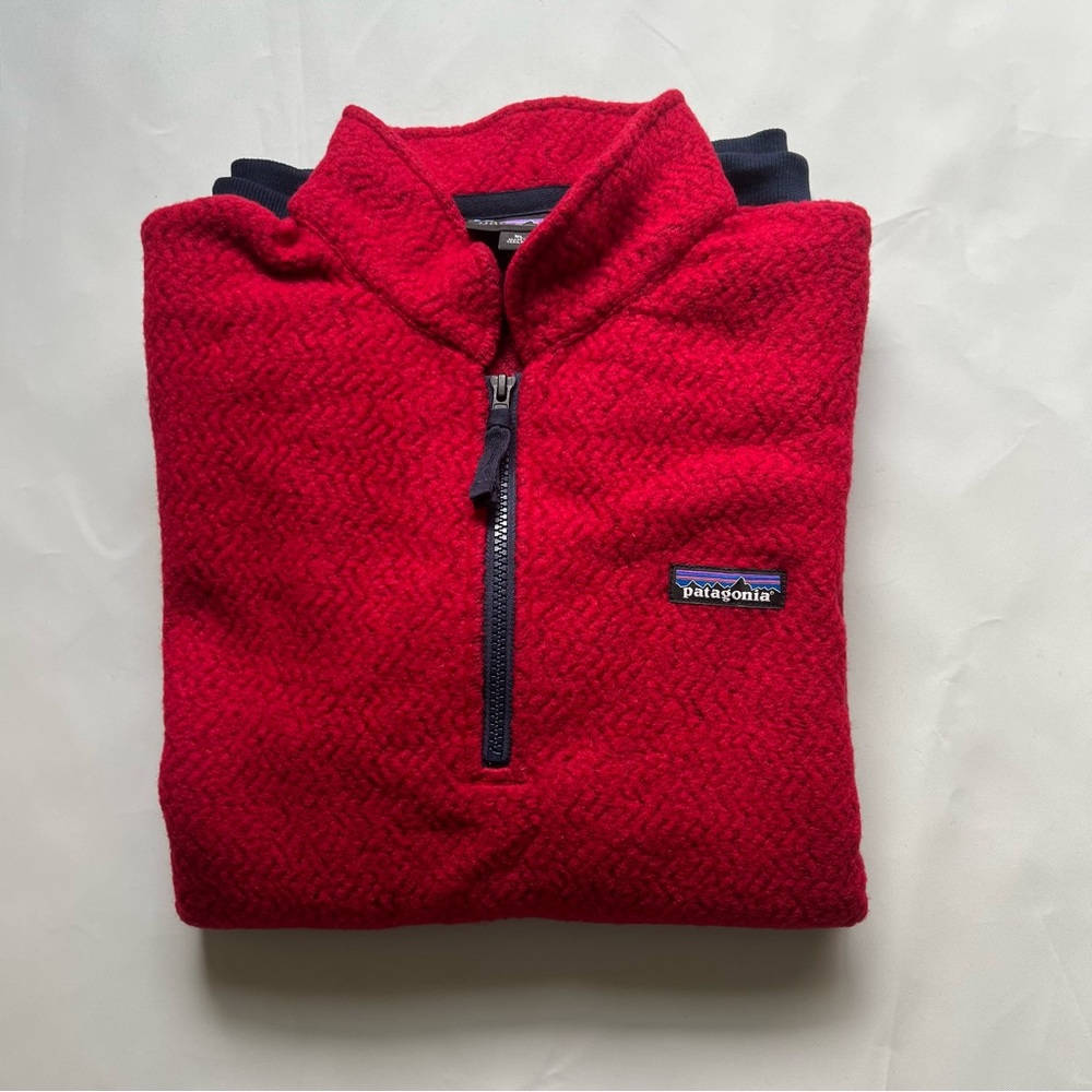 Patagonia Women's Woolyester Quarter Zip Fleece Pullover Red XL